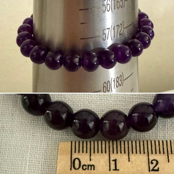 Amethyst Energy Bracelet 6.75 inch Natural Stone Beaded Stretch 8mm Beads - Picture 3 of 10